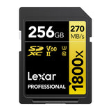 Lexar Professional SDXC Memory Card, 1800x 256GB, Class 10, UHS-II, U3, GOLD Series