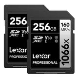 Lexar Professional SDXC Memory Card, 1066x 256GB, Class 10, UHS-I, U3, 2/PK