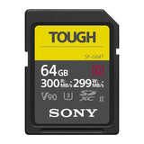 Sony Memory Card, 64GB, SF-G64T/T1, UHS-II TOUGH SDXC, CL10,V90, U3, Max R300MB/s, W299MB/s