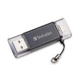 Verbatim, 128GB Store 'n' Go Dual USB 3.2 Gen 1, Flash Drive for Apple Lightning Devices, Graphite