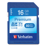 Verbatim Premium SDHC Memory Card, 96808, 16GB, 133X, Class 10, TAA